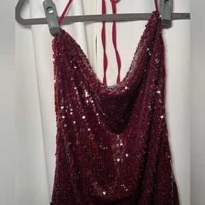 Backless Halter Sequin Dress